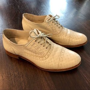 White leather snakeskin Cole Haan oxfords